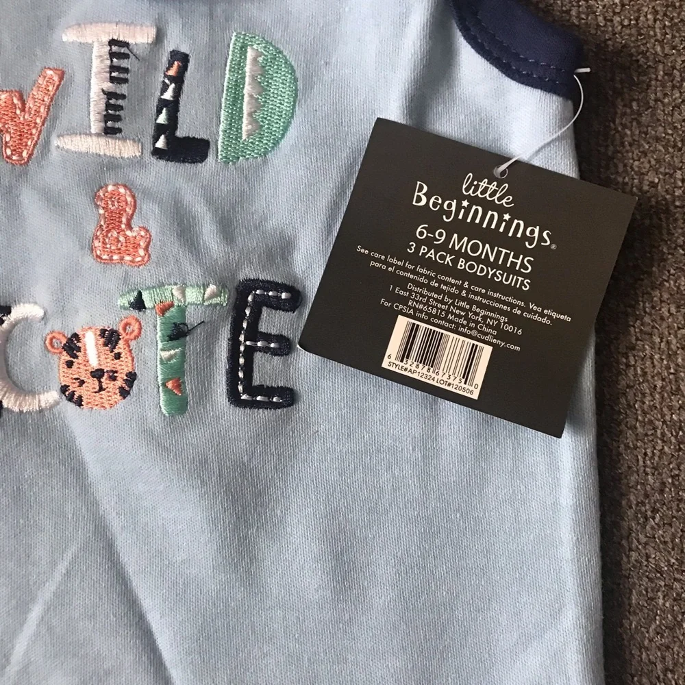 New! Cudlie 3 Pack Bodysuit Set 6-9 months